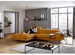 Ecksofa W.SCHILLIG "piedroo, Designsofa mit tollem Sitzkomfort, L-Form", gelb (brandy s37), B:303cm H:70cm T:193cm, Stoff S37 (100% Polyester): Luxus-Microfaser in Lederoptik, Sofas, Ecksofa, Kopfteilverstellung, wahlweise mit Sitztiefenverstellung, Breite 303cm