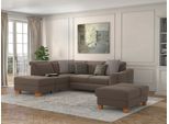Ecksofa SIT & MORE "Dundee L-Form", grau (taupe), B:263cm H:86cm T:219cm, Sofas, Ecksofa, mit Federkern und Massivholzfüßen, wahlweise mit Kopfteilverstellung