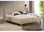 Polsterbett MAINTAL "Mison", beige (beige, buche hell geölt), B:173cm H:102cm L:207cm, Struktur fein (100% Polyester), Betten, Polsterbett, mit oder ohne Matratze Bonell-, Kaltschaum-, Taschenfederkern Matratze