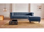 Hocker HOME AFFAIRE "Chamby", blau (dunkelblau), B:70cm H:46cm T:64cm, Luxus-Microfaser Lederoptik (100% Polyester);Samtoptik (100% Polyester), Hocker, Hocker, mit Holzrahmen unten