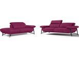 Sofa EGOITALIANO "Anais, Design mit hohem Sitzkomfort, Fußfarbe schattengrau", pink (fuchsia), Sofas, Luxus-Microfaser, Ottomane Armlehne rechts, Sofa, Set, Kopfteil verstellbar, Luxus-Microfaser, fuchsia