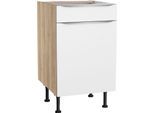 Unterschrank KOCHSTATION "KS-Aken", weiß (weiß, wildeiche nachbildung), B:50cm H:87cm T:58,4cm, Schränke, Unterschrank