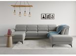 Wohnlandschaft SIT & MORE "Sinatra U-Form", grau, B:326cm H:85cm T:220cm, 100% Polyester, Sofas, Wohnlandschaft, optional mit Kopfteilverstellung und Armteilfunktion, Metallfüße