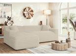 Ecksofa HOME AFFAIRE "LILLIANA Designsofa, L-Form mit Recamiere rechts/links bestellbar", beige, B:256cm H:76cm T:160cm, 100% Polyester, Sofas, Ecksofa, L-Form mit Wellenunterfederung, Maße B/T/H: 256/160/76 cm