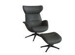 Relaxsessel FLEXLUX "Fernsehsessel More, ergonomisch, drehbar, robuster Fuß, Scandi", grau (warm mineral grau), B:90cm H:107cm T:89cm, 100% Echtleder, Sessel, Relaxsessel, Premium Komfort, Rücken- & Kopfteilverstellung, drehbar, Fuß schwarz