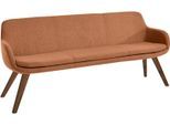 Essbank MUSTERRING "Tavia", orange (orange, wild, nussbaum), B:180cm H:87cm T:66cm, 100% PES, Sitzbänke, Essbank, Stativgestell Wildnussbaum massiv geölt, Breite 180, 200 oder 220 cm