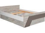 Stauraumbett FMD "Nona", beige (sandeiche nb, weiß, lava, sandeiche nb, sandeiche nb, lava), B:144,6cm, Betten, Stauraumbett