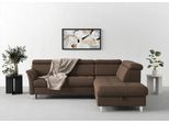 Ecksofa SIT & MORE "Marano L-Form", braun, B:252cm T:216cm, 100% Polyester, Sofas, Ecksofa, inklusive Kopfteilverstellung, wahlweise mit Bettfunktion, Bettkasten