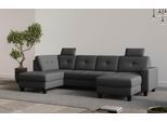 Wohnlandschaft HOME AFFAIRE "Varese", grau (dunkelgrau), B:304cm H:91cm T:170cm, 95%Polyester 5%Polyamid, Sofas, Wohnlandschaft, wahlweise mit Bettfunktion und Bettkasten