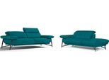 Sofa EGOITALIANO "Anais, Design mit hohem Sitzkomfort, Fußfarbe schattengrau", bunt (blaurün), Sofas, Luxus-Microfaser, Ottomane Armlehne links, Sofa, Set, Kopfteil verstellbar, Luxus-Microfaser, blaurün
