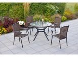 Garten-Essgruppe MERXX "»Roma«", braun (braun, braun, graphit), Aluminium, Sicherheitsglas, Wicker/Kunststoffgeflecht, Sitzmöbel-Sets, Garten-Essgruppe, Tisch: Øx H: 104x74 cm