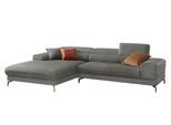 Ecksofa W.SCHILLIG "Piedroo, Designsofa mit tollem Sitzkomfort, elegant und bequem, L-Form", grau (grau r66), B:303cm H:70cm T:193cm, Chenille-Flachgewebe R66 (85% Polyester, 15% Nylon), Sofas, Ecksofa, Kopfteilverstellung, wahlweise mit Sitztiefenverstellung, Breite 303cm
