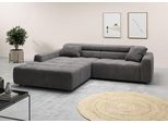 Ecksofa 3C CANDY "Denver auch mit Cord- und Easy care-Bezug, Kopfteilverstellung L-Form", grau (dunkelgrau), B:258cm H:68cm T:217cm, 88% Polyester, 12% Polyacryl, Sofas, Ecksofa, wahlweise. mit motorischer Sitztiefenverstellung