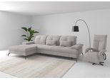 Ecksofa SIT & MORE "Amica, L-Form, inkl. Sitztiefenverstellung & Armteilverstellung", silber, B:279cm H:90cm T:185cm, 90% Polyester, 10% Polyamid, Sofas, Ecksofa, wahlweise mit Bettfunktion, Bettkasten und Kopfteilverstellung
