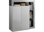 Mehrzweckschrank HOME AFFAIRE "Hamburg, Breite 108 cm", weiß (weiß, beton, optik), B:108cm H:126cm T:42cm, Schränke, Mehrzweckschrank, Höhe 126 cm