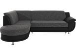 Ecksofa TRENDMANUFAKTUR "Rondo 3, zeitlos und bequem, Materialmix, breite Armlehnen, L-Form", schwarz-weiß (schwarz, schwarz, weiß), B:265cm H:85cm T:190cm, Kunstleder SOFTLUX / Struktur (77% Polyester; 23% Polyacryl);Luxus-Microfaser ALCAZAR (100% Polyester) / Feinstruktur (100% Polyester), Sofas, Ecksofa, wahlweise mit Federkern für mehr Komfort, wahlweise mit Bettfunktion