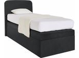 Boxspringbett, schwarz, B:105cm L:212cm, Box und Kopfteil: Microvelours (100% Polyester) oder Kunstleder (Polyurethan);Bezug der Obermatratze: 100% Polyester, WESTFALIA SCHLAFKOMFORT, Komplettbetten, Boxspringbett, wahlweise mit Bettkasten