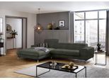 Ecksofa W.SCHILLIG "piedroo, Designsofa mit tollem Sitzkomfort, bequem und elegant, L-Form", grün (hunter r66), B:303cm H:70cm T:193cm, Chenille-Flachgewebe R66 (85% Polyester, 15% Nylon), Sofas, Ecksofa, Kopfteilverstellung, wahlweise mit Sitztiefenverstellung, Breite 303cm
