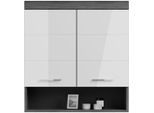 Hängeschrank WELLTIME "SIENA, Breite 74cm, 2 Türen, 1 offenes Fächer, MDF-Front", weiß (rauchsilber nb, weiß hochglanz), B:74cm H:79cm T:24cm, FSC-zertifizierter Holzwerkstoff, Schränke, Hängeschrank, in verschiedenen Farben erhältlich, Badmöbel, Badschrank, Schrank, Bad