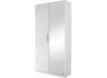 Schuhschrank RAUCH "Garderobenschrank Drehtürenschrank Kleiderschrank Schrank MINOSA", weiß (alpinweiß, hochglanz weiß), B:91cm H:197cm T:41cm, Holzwerkstoff, Schränke, Schuhschrank, mit Spiegel, Breite 91 cm mit 6 Schuhablageböden MADE IN GERMANY