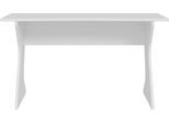 Schreibtisch FORTE "Utapau, geschwungene Tischplattenform", weiß (weiß, weiß, weiß), B:140cm H:76,2cm T:65cm, Tische, Schreibtisch, mit Kabeldurchführung, verschiedene Maßausführungen