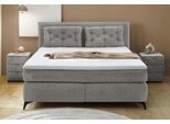 Boxspringbett JOCKENHÖFER GRUPPE "Chalet, inklusive Kissen", grau (grau 417, 19), B:193cm L:220cm, Bezug Bett: Chenille (100% Polyester);Topper und Matratzenspiegel: 100% Polyester, Komplettbetten, Boxspringbett, Wende-Bonell-Federkern-Matratze (H2/H3), PU-Schaum Topper