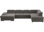 Wohnlandschaft SIT & MORE "Alcudia U-Form", braun (schlamm), B:349cm H:73cm T:226cm, 100% Polyester, Sofas, Wohnlandschaft, wahlweise mit Bettfunktion