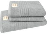 Handtuch Set DYCKHOFF "Nature", silber, 3 Stk., Frottier, Frottier, Obermaterial: 100% Baumwolle, Handtuch-Sets, Handtuch Set, 3er Set: 2x Handtücher, je 50 x 100 cm & 1x Badetuch 70 x 140 cm