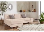 Ecksofa "Clio L-Form", beige (creme), B:246cm H:89cm T:165cm, Sofas, Ecksofa, wahlweise mit Bettfunktion oder Vorziehsitz und Bettkasten, Federkern