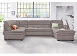 Wohnlandschaft SIT & MORE "Pisa U-Form", grau (steel), B:319cm H:89cm T:168cm, Flachgewebe (100% Polyester);Luxus-Microfaser1 (100% Polyester);Luxus Microfaser2 (90% Polyester, 10% Polyamid), Sofas, Wohnlandschaft, mit Federkern, wahlweise mit Bettfunktion
