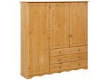 Wäscheschrank HOME AFFAIRE "Minik", beige (natur gebeizt, gewachst), B:140cm H:140cm T:35cm, Massivholz, Schränke, Wäscheschrank, aus schönem massivem Kiefernholz, in unterschiedlichen Farbvarianten