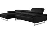 Ecksofa EGOITALIANO "Malika, edel und bequem, Designsofa mit hochwertigen Bezügen, L-Form", schwarz, B:287cm H:94cm T:165cm, Leder »BULL« (echtes Rindsleder). Geschliffenes, pigmentiertes und behandeltes Rindsleder mit einer Dicke von 1, 3-1, 5 mm. Dieses Leder zeigt eine ziemlich weiche Hand mit einem halb undurchsichtigen Aussehen. Es handelt sich um ein geschütztes Leder. Eine leichte Deckschic