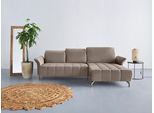 Ecksofa HOME AFFAIRE "Fresh L-Form", beige (sand), B:281cm H:79cm T:185cm, 100% Polyester, Sofas, Ecksofa, Federkern, wahlweise Kopfteilverstellung und motorischer Vorziehsitz