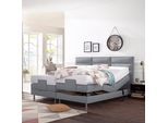 Boxbett, grau, B:194cm L:210cm, Box und Kopfteil: Feinstrukturstoff (77% Polyester und 23% Viskose);Bezug der Obermatratze: 100% Polyester, WESTFALIA SCHLAFKOMFORT, Komplettbetten, Boxbett, mit Motor in diversen Ausführungen