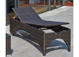 Gartenliege DESTINY "BOLIVAR", braun (bronze), Obermaterial: 100% Polyester. Füllung: 100% Polyurethan, Gartenliegen, Gartenliege, Polyrattan, mit Rollen, 200x71x55cm, verstellbar, ohne Auflage