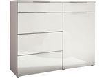 Kombikommode WIEMANN "Como", weiß (weiß, dekor, glas weiß, chrom), B:100cm H:91,2cm T:43cm, Floatglas, Holzwerkstoff, Metall, Sideboards, Kombikommode, vormontiert