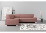 Ecksofa DOMO COLLECTION "Anzio in kubischer Formensprache, flache Armlehnen, L-Form", lila (malve), B:259cm H:85cm T:191cm, Sofas, Ecksofa, Wahlweise mit Bettfunktion und Federkern für hohen Sitzkomfort