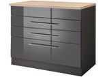 Kochfeldumbauschrank KOCHSTATION "KS-Wien", grau (grau hochglanz), B:80cm H:85cm T:60cm, Holzwerkstoff, MDF, Schränke, Kochfeldumbauschrank, Breite 80 cm, geeignet für autarkes Kochfeld