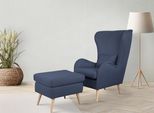 Polstergarnitur HOME AFFAIRE "Charles", blau (dunkelblau), B:78cm H:118cm T:152cm, 100% Polyester, Sitzmöbel-Sets, Polstergarnitur, groß und gemütlich im moderner Optik