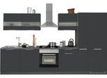 Küchenzeile KOCHSTATION "KS-Luhe", grau (küche: grau, front: weiß matt, korpus: grafit, arbeitsplatte: betongrau), B:330cm T:60cm, Komplettküchen-Sets, Küchenzeile, 330 cm breit, wahlweise mit oder ohne E-Geräten, gefräste MDF-Fronten