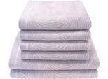 Handtuch Set DYCKHOFF "Landscape", lila (lavendel), 6 Stk., Walkfrottier, Walkfrottier, Obermaterial: 100% Baumwolle, Handtuch-Sets, Handtuch Set, 4 Handtücher (50x100cm), 2 Duschtücher (70x140cm)