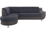 Ecksofa TRENDMANUFAKTUR "Rondo 3, zeitlos und bequem, Materialmix, breite Armlehnen, L-Form", grau (grau, dunkelgrau), B:265cm H:85cm T:190cm, Kunstleder SOFTLUX / Struktur (77% Polyester; 23% Polyacryl);Luxus-Microfaser ALCAZAR (100% Polyester) / Feinstruktur (100% Polyester), Sofas, Ecksofa, wahlweise mit Federkern für mehr Komfort, wahlweise mit Bettfunktion