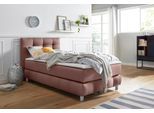 Boxspringbett HOME AFFAIRE "Salo", braun, B:104cm L:211cm, Struktur (100% Polyester);Bezug der Spiegelfläche Matratzendrell aus 100% Polyester;Samtoptik (100% Polyester), Komplettbetten, Boxspringbett, incl. Topper, 6 Breiten, 2 Härtegrade, TFK auch in Härtegrad 4