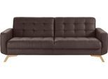 3-Sitzer EXXPO - SOFA FASHION "Fiord, aktuelles Design, tolle Detailverarbeitung im Sitz und Rücken", braun (schoko), B:222cm H:87cm T:89cm, Vintage (100% Polyester);Webvelours (100% Polyester), Sofas, 3-Sitzer, bequem, wahlweise Kippcouch mit Bettfunktion und Bettkasten, Holzfuß