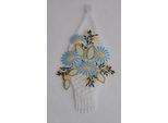 Fensterbild STICKEREIEN PLAUEN "Blumenampel" Gr. 1, bunt (blau, grün, weiß), B:15cm H:26cm, Polyester, Fensterbilder, Fensterbild