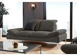 2-Sitzer W.SCHILLIG "enjoy&MORE", grau (antracite s37), B:202cm H:87cm T:110cm, Chenille-Flachgewebe R66 (85% Polyester, 15% Nylon);Longlife Xtra-Leder Z59: Glattleder mit modischer Prägung. Hautstärke 0, 9 - 1, 1 mm;Stoff S37 (100% Polyester), Sofas, 2-Sitzer, mit Sitztiefenverstellung, Füße Chrom glänzend, Breite 202 cm