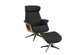 Relaxsessel FLEXLUX "Clement Rücken u. Kopfverstellung, ergonomisch, Airchannels", grau (dervit grau), B:83cm H:112cm T:125cm, 100% Polyester, Sessel, Relaxsessel, Rücken- & Kopfteilverstellung, Drehbar, Armlehne Eiche, Fuß Alu