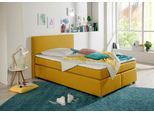 Boxspringbett HOME AFFAIRE "Eliana", gelb (curry), B:147cm L:210cm, Komplettbetten, Boxspringbett, inkl. Topper, in 4 Breiten, 3 Matratzenarten und 2 Härtegraden