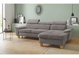 Ecksofa EXXPO - SOFA FASHION "Enya, aufwendige Detailverarbeitung, hoher Sitzkomfort, bequem, L-Form", grau (hellgrau), B:280cm H:79cm T:167cm, Luxus-Microfaser Vintageoptik (100% Polyester);Webvelours (92% Polyester, 8% Nylon), Sofas, Ecksofa, inkl. Kopfteilverstellung, wahlweise mit Bettfunktion und Bettkasten