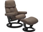Relaxsessel STRESSLESS "Ruby", braun (mole batick), B:88cm H:99cm T:77cm, Leder BATICK: BATICK ist ein leicht korrigiertes, durchgefärbtes und genarbtes Möbelleder, bei dem die meisten Unebenheiten und Spuren in der Regel entfernt wurden.;Leder PALOMA: PALOMA ist ein durchgefärbtes Semianilin-Möbelleder mit natürlicher Narbung., Sessel, Relaxsessel, mit Classic Base, Größe L, Gestell Eiche, Wenge,